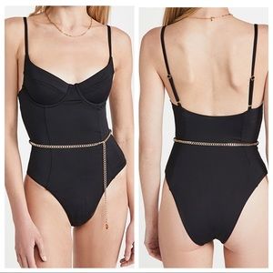 WeWoreWhat black underwire black one piece swimsuit